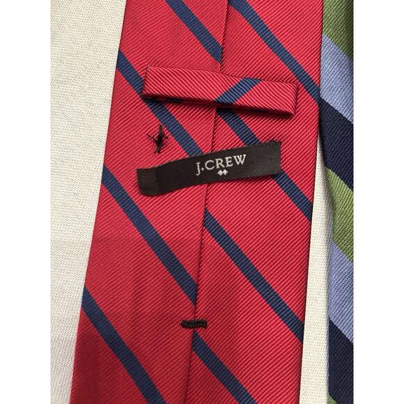 Lot 3 J Crew Diagonal Stripe 100% Silk Menswear Skinny Tie handmade in USA - Picture 8 of 8